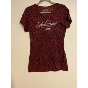 My Sport Arkansas Razorbacks Womens T-Shirt Red Black Lace Floral Pattern XL